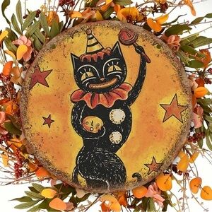 Vintage Halloween Style Black Cat Hanging Decor